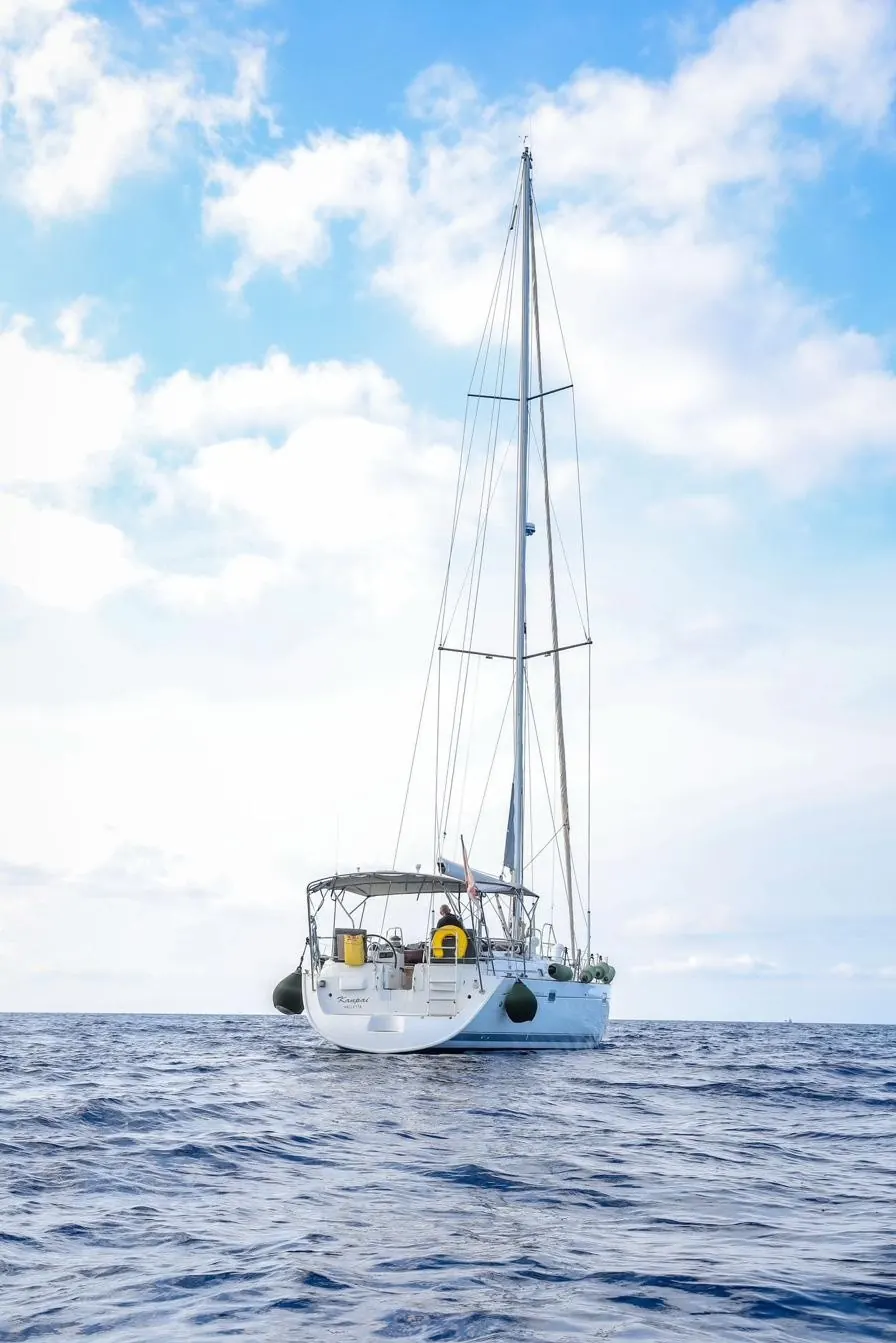 Beneteau 50 sailing yacht at anchor